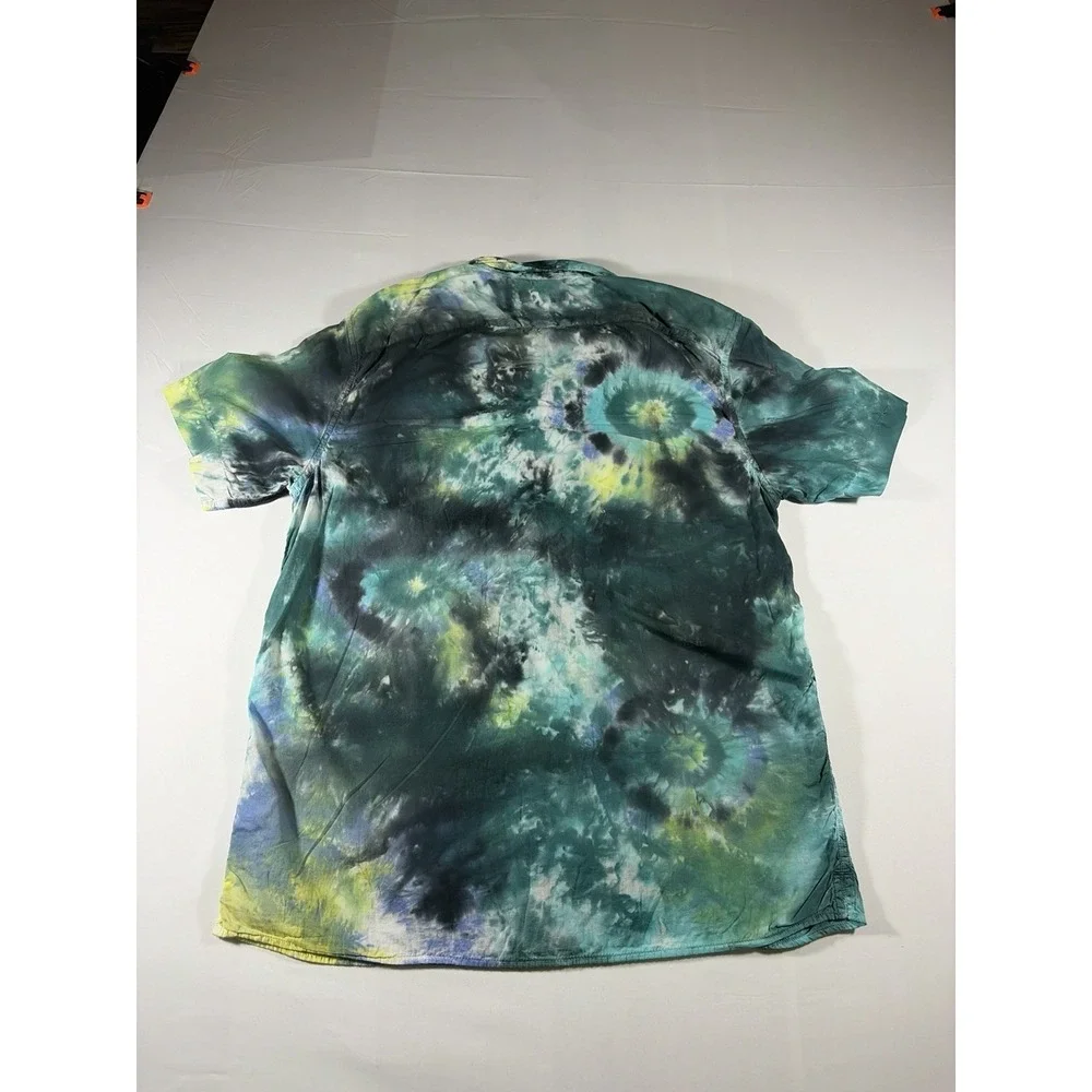 Banana Republic Shirt Mens Medium Slim Fit Loop Collar Button Up Tie Dye Casual